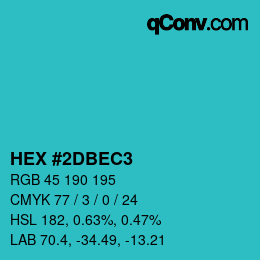 颜色代码: HEX #2DBEC3 | qconv.com