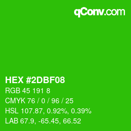 颜色代码: HEX #2DBF08 | qconv.com