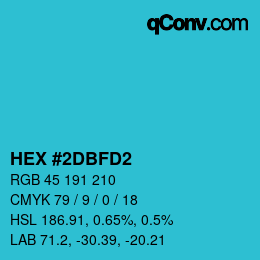颜色代码: HEX #2DBFD2 | qconv.com