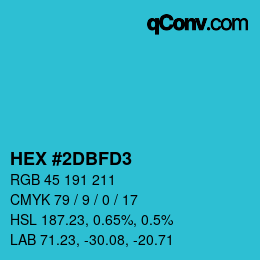 颜色代码: HEX #2DBFD3 | qconv.com