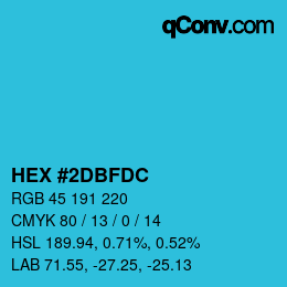 Color code: HEX #2DBFDC | qconv.com