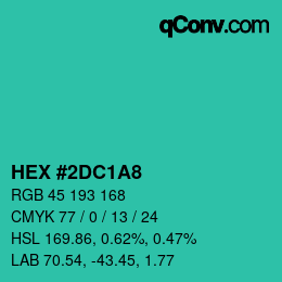 カラーコード: HEX #2DC1A8 | qconv.com
