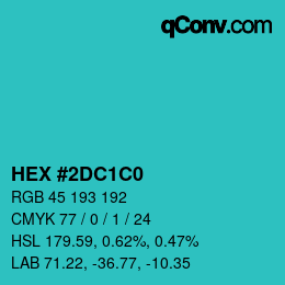 Color code: HEX #2DC1C0 | qconv.com