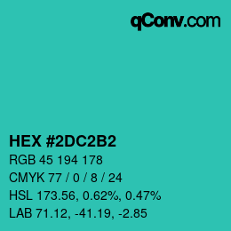 カラーコード: HEX #2DC2B2 | qconv.com
