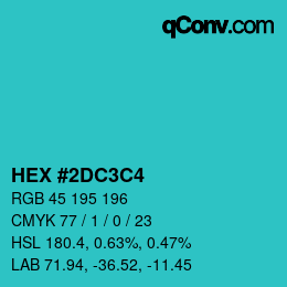 カラーコード: HEX #2DC3C4 | qconv.com