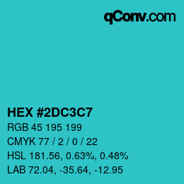 カラーコード: HEX #2DC3C7 | qconv.com