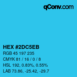 カラーコード: HEX #2DC5EB | qconv.com