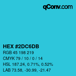 カラーコード: HEX #2DC6DB | qconv.com