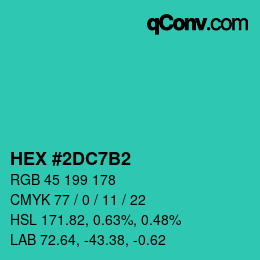 カラーコード: HEX #2DC7B2 | qconv.com