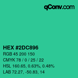 颜色代码: HEX #2DC896 | qconv.com