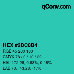 颜色代码: HEX #2DC8B4 | qconv.com
