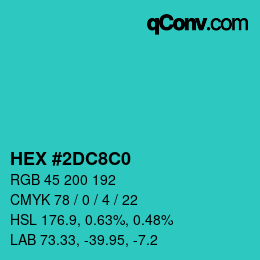 カラーコード: HEX #2DC8C0 | qconv.com
