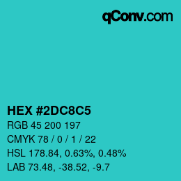 Color code: HEX #2DC8C5 | qconv.com