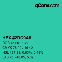 カラーコード: HEX #2DC9A8 | qconv.com