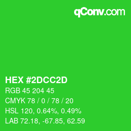Farbcode: HEX #2DCC2D | qconv.com