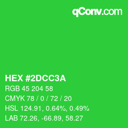 カラーコード: HEX #2DCC3A | qconv.com