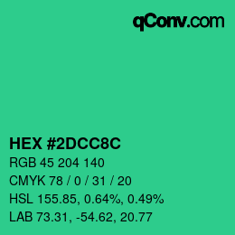 Color code: HEX #2DCC8C | qconv.com