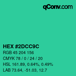 Color code: HEX #2DCC9C | qconv.com