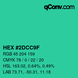 カラーコード: HEX #2DCC9F | qconv.com