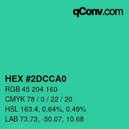 カラーコード: HEX #2DCCA0 | qconv.com
