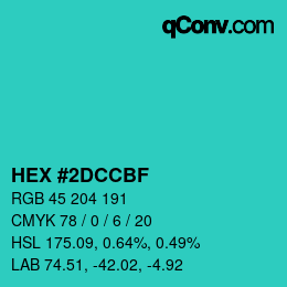 Color code: HEX #2DCCBF | qconv.com