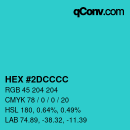 Color code: HEX #2DCCCC | qconv.com