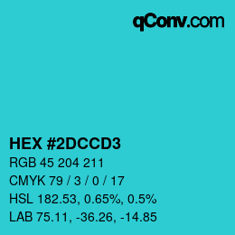 Farbcode: HEX #2DCCD3 | qconv.com