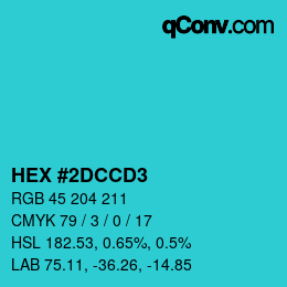 Code couleur: HEX #2DCCD3 | qconv.com