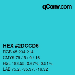 Color code: HEX #2DCCD6 | qconv.com