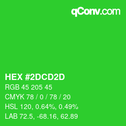 颜色代码: HEX #2DCD2D | qconv.com