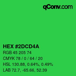 Color code: HEX #2DCD4A | qconv.com