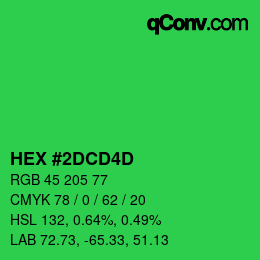 颜色代码: HEX #2DCD4D | qconv.com