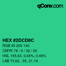 カラーコード: HEX #2DCD8C | qconv.com