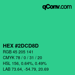 颜色代码: HEX #2DCD8D | qconv.com