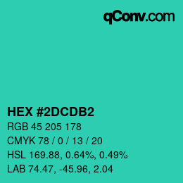 颜色代码: HEX #2DCDB2 | qconv.com