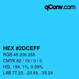Color code: HEX #2DCEFF | qconv.com