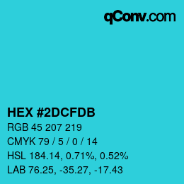 カラーコード: HEX #2DCFDB | qconv.com