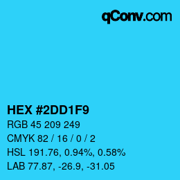 カラーコード: HEX #2DD1F9 | qconv.com