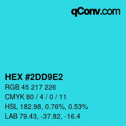 颜色代码: HEX #2DD9E2 | qconv.com