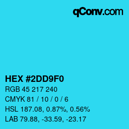 颜色代码: HEX #2DD9F0 | qconv.com