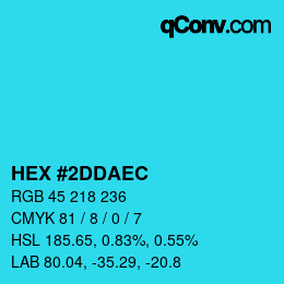 カラーコード: HEX #2DDAEC | qconv.com