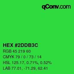 Farbcode: HEX #2DDB3C | qconv.com