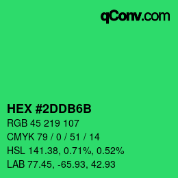 Farbcode: HEX #2DDB6B | qconv.com