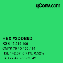カラーコード: HEX #2DDB6D | qconv.com