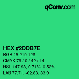Farbcode: HEX #2DDB7E | qconv.com