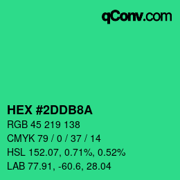 Color code: HEX #2DDB8A | qconv.com