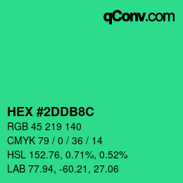 Color code: HEX #2DDB8C | qconv.com