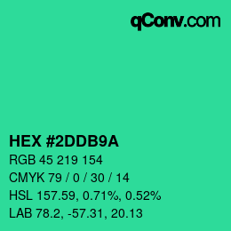 Color code: HEX #2DDB9A | qconv.com