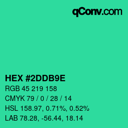 Color code: HEX #2DDB9E | qconv.com