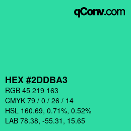 カラーコード: HEX #2DDBA3 | qconv.com